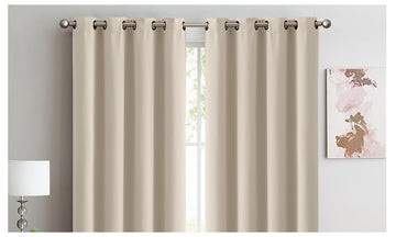 2x 100% Blockout Curtains Panels 3 Layers Eyelet Beige 240x230cm